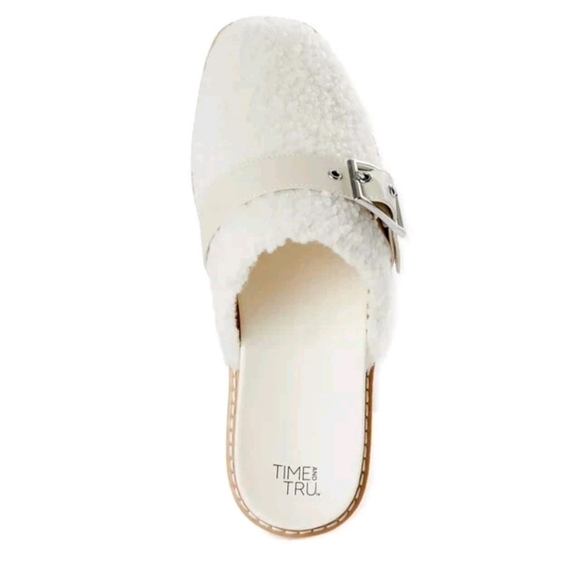 Time And TruWomen's White Shearling Slip-On Mules - Picture 9 of 12